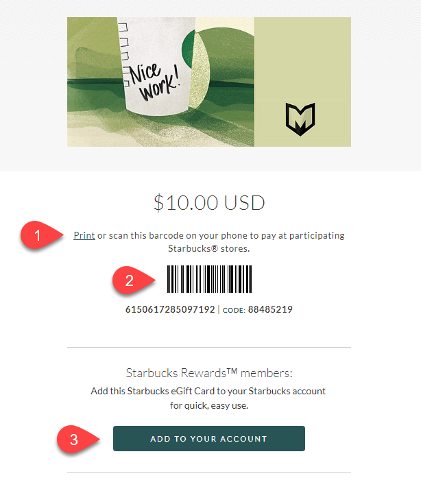 Starbucks Gift Card: Hard Work Noticed: Starbucks Coffee Company